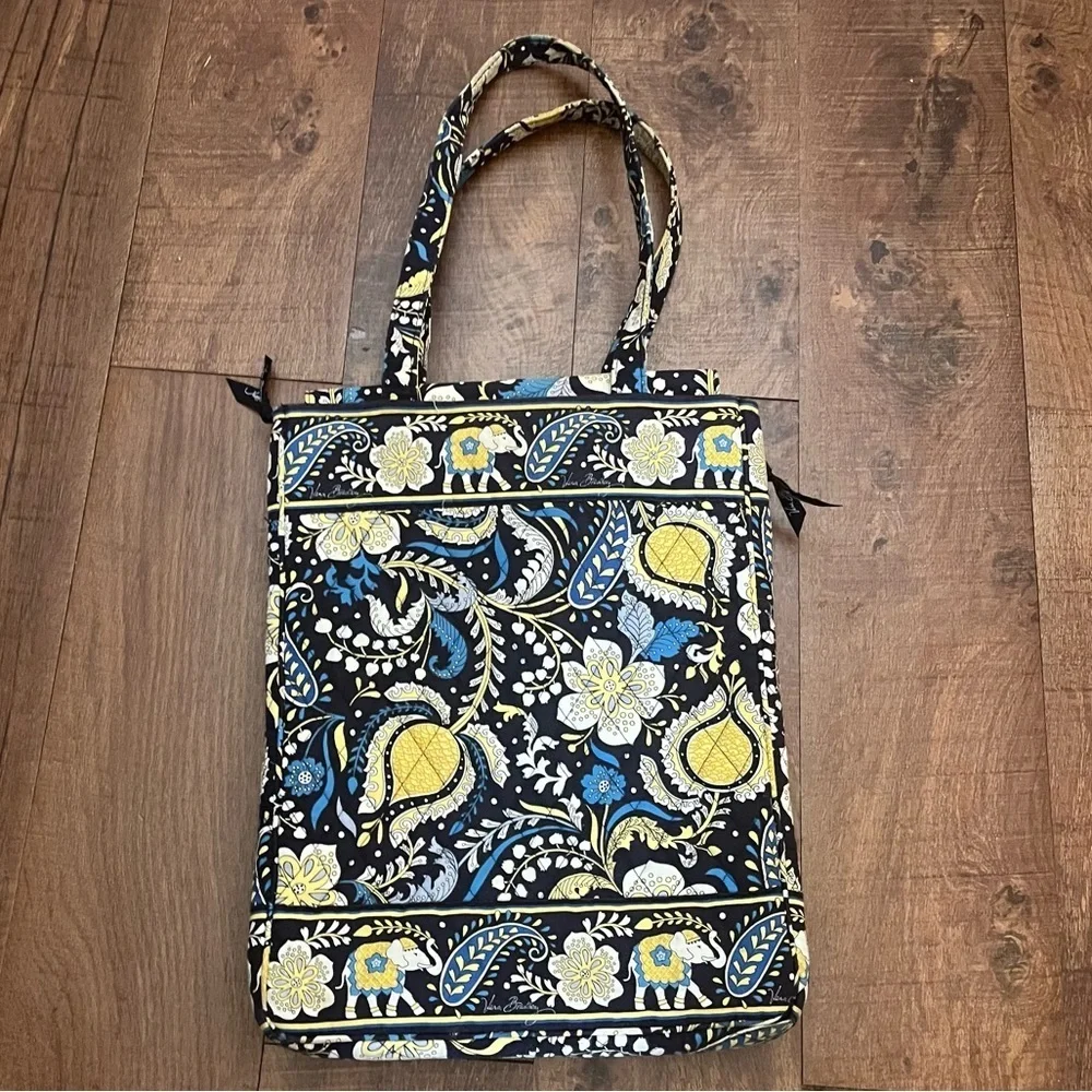 Vera bradley ellie blue yellow black laptop bag handles padded retired